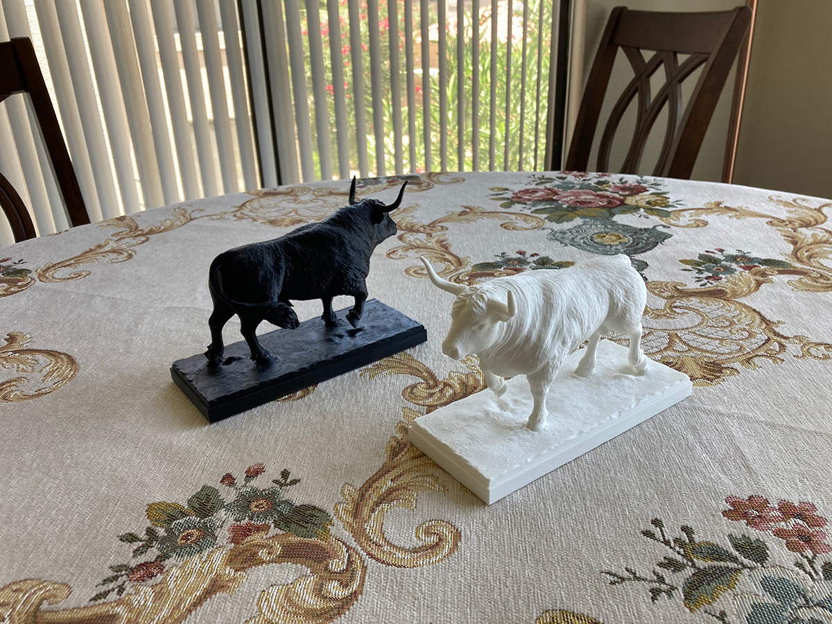 3D Printed Bull Statuette. 3D printing on demand.